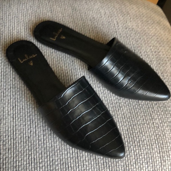 Lulus crocodile embossed Lorena leather slides - Picture 5 of 6